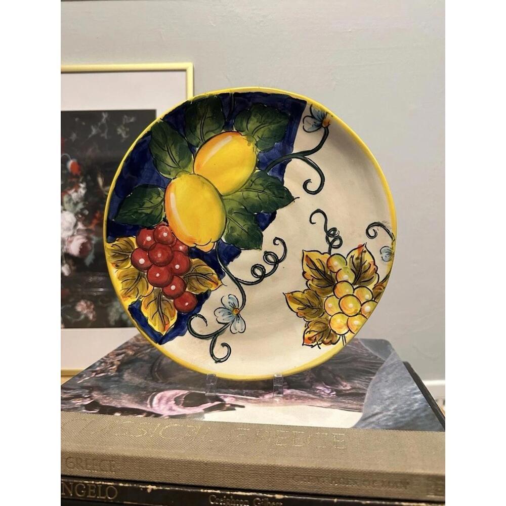 Ceramic Tuscan Fruit Plate 8” - Great for Serving Or Display - Mediterranean